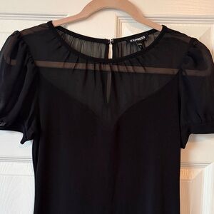 Express Black Sheer Sleeve Blouse SP